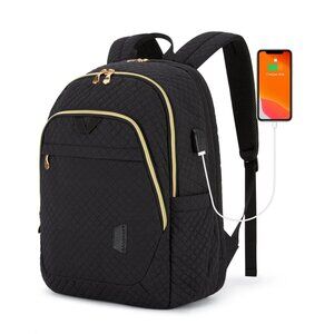 New Laptop Travel Black Backpack with USB Charging Port, Durable Hiking Casual